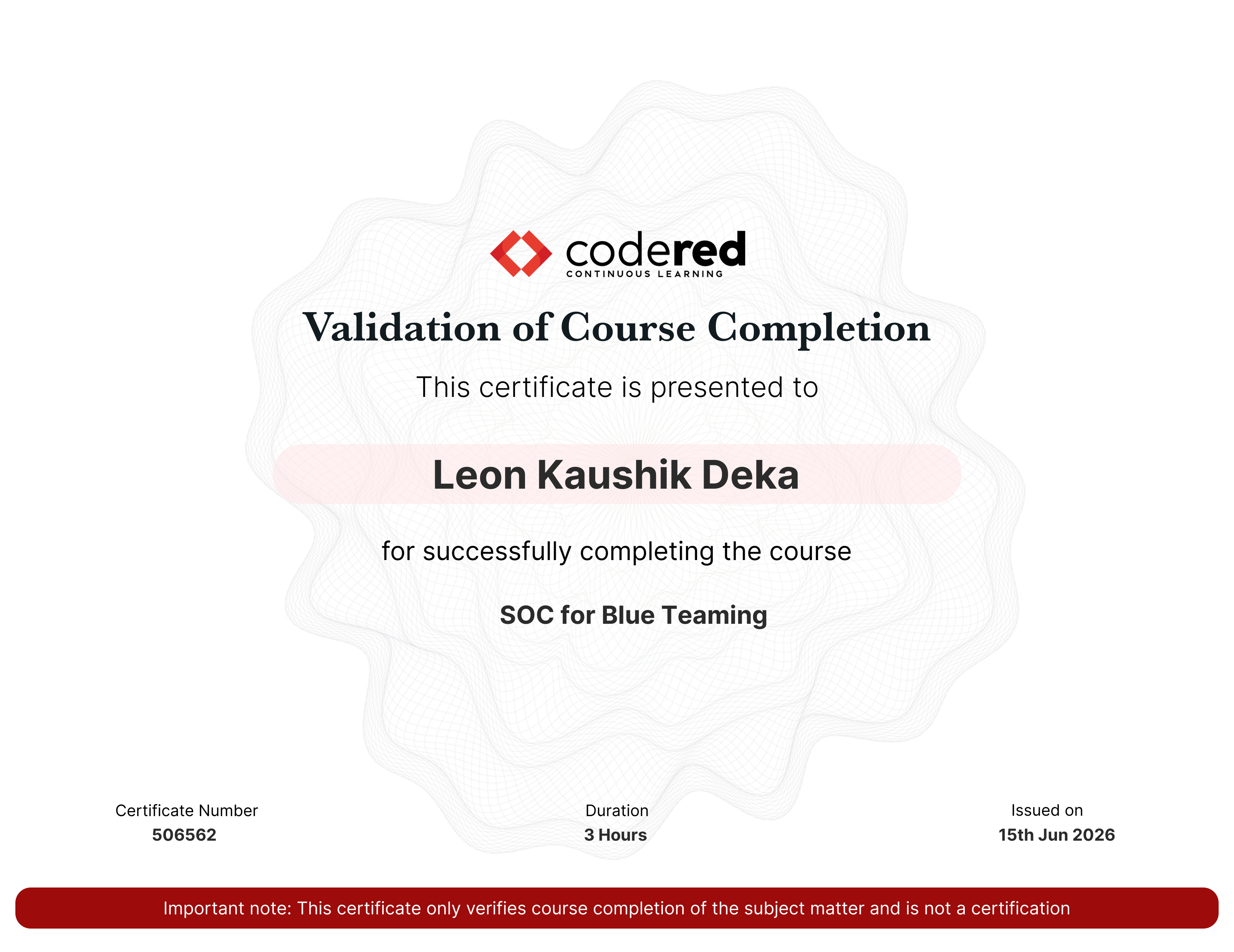 SOC for Blue Teaming certificate